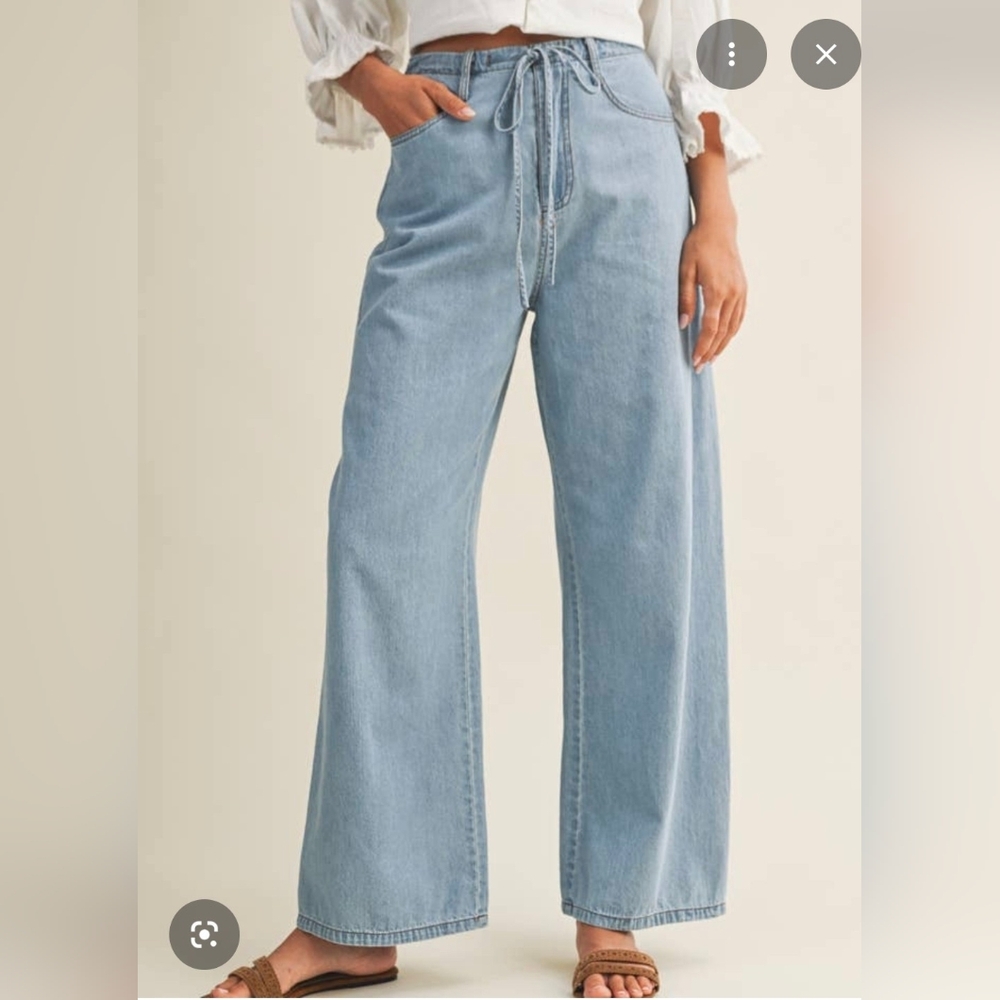 J. Jill Drawstring Waist Wide Leg Lightweight Jeans Sz 14P *H - Picture 2 of 8